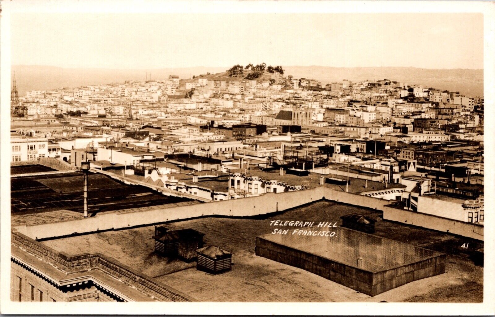 Real Photo Postcard Overview of Telegraph Hill in San Francisco, California