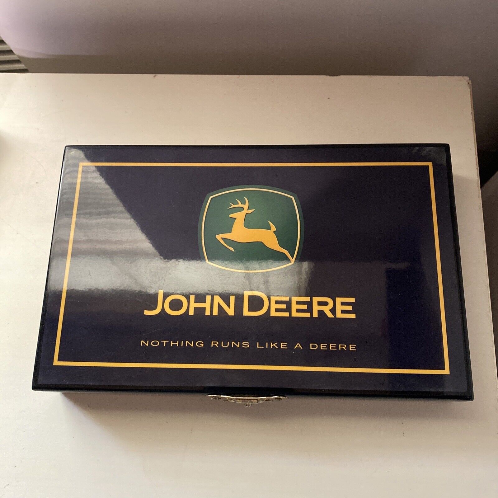 John Deere advertising promotional Domino’s set vintage black Lacquer box