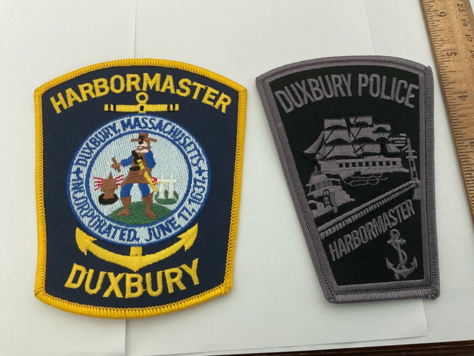 Duxbury Police Harbormaster MA. collectors patch set 2 pieces New Full size