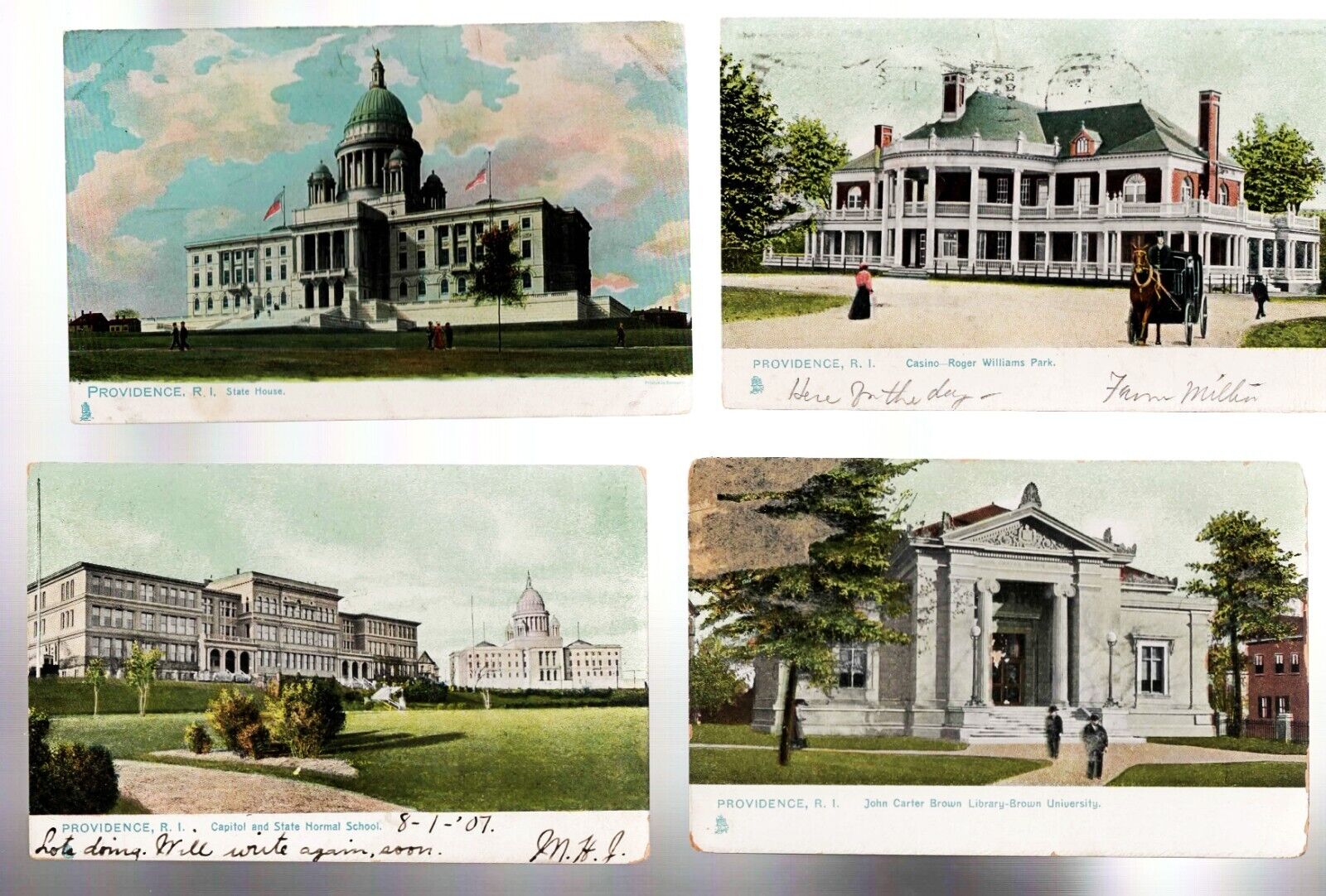 Lot of 4 Providence RI iUNDB and Div Back Tuck Postcards 2 Posted 1907 and 08