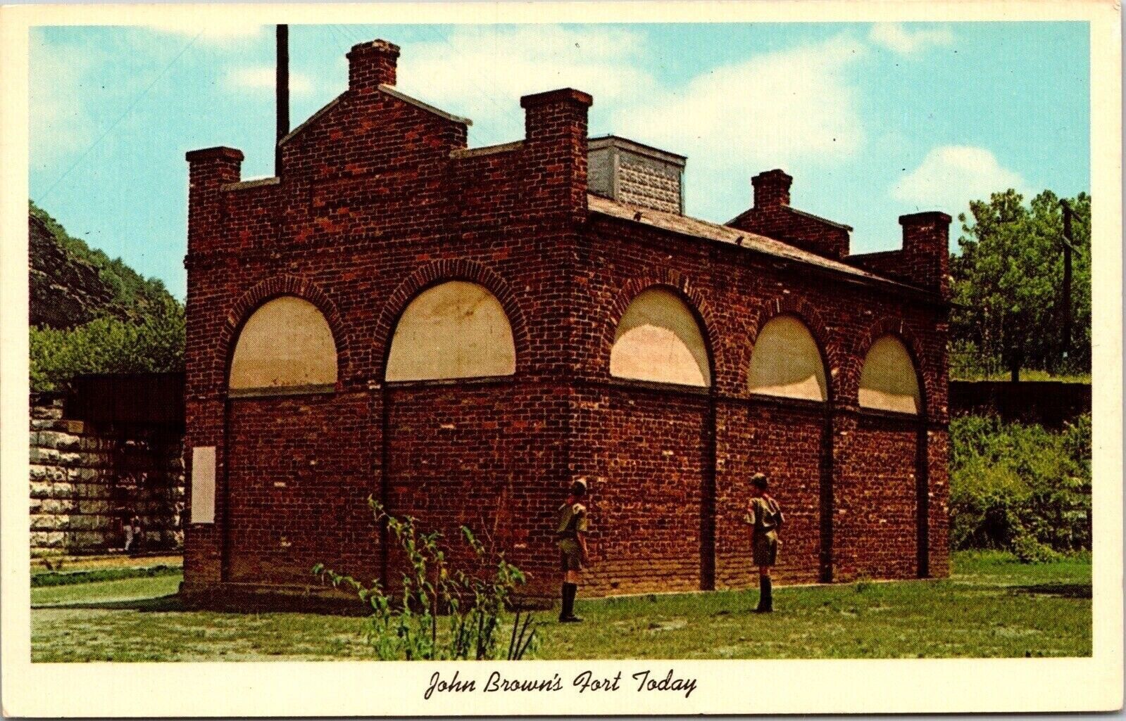 Historic John Brown Fort Today Brick Fire Engine House Visitors Postcard Unused