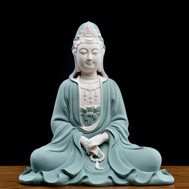 Ceramic Porcelain Handmade Quan Guan Yin Kwan-yin Goddess Avalokiteshvara Statue