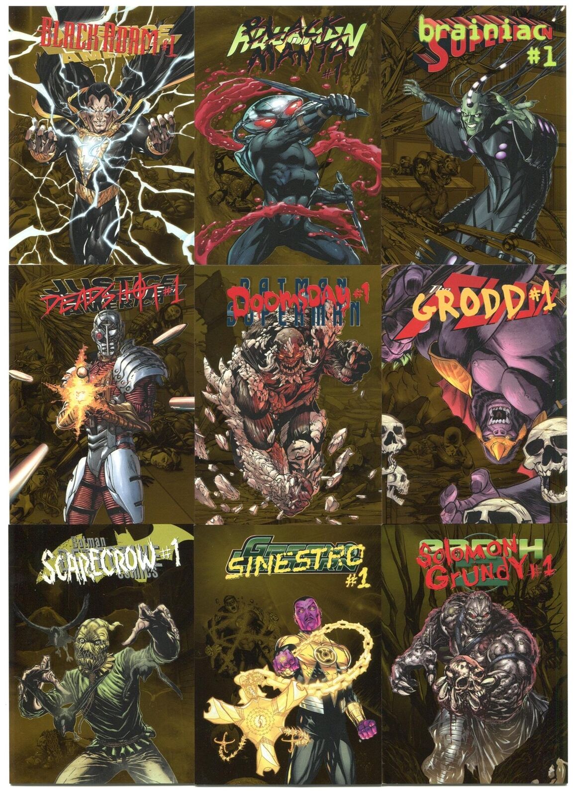 2015 DC Comics Super-Villain Gold Parallel #/25 Forever Evil Card Set FE1-FE9