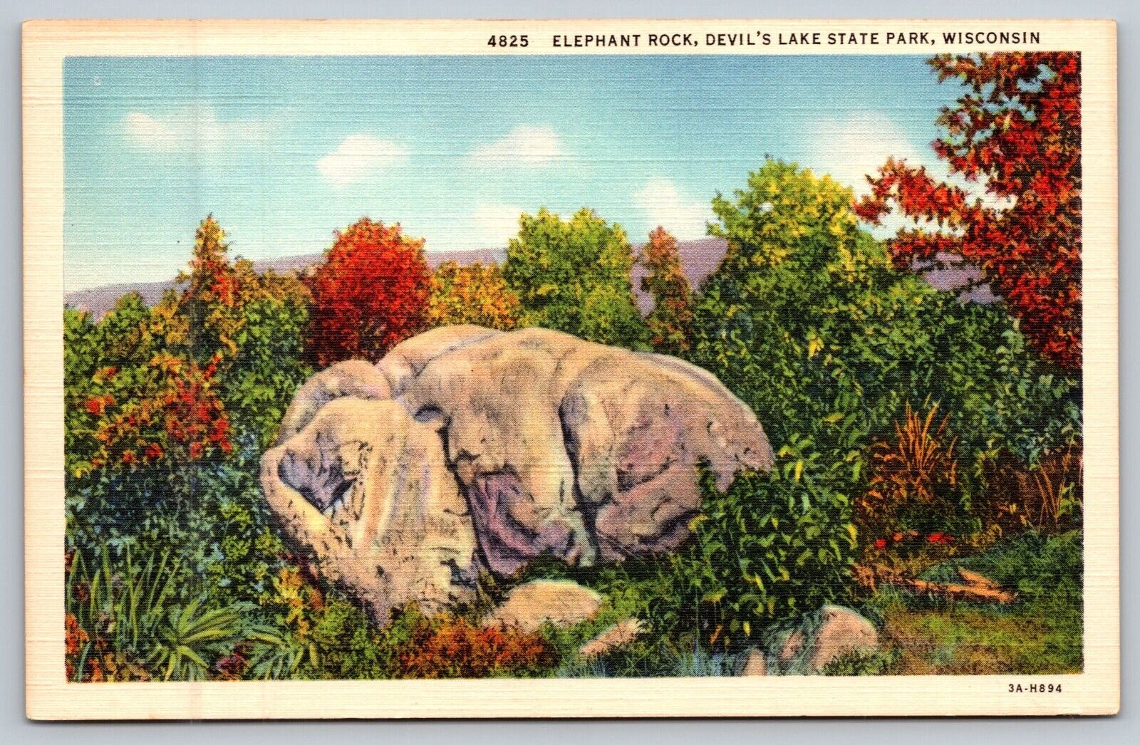 Devils Lake State Park WI-Wisconsin, Elephant Rock Vintage Postcard