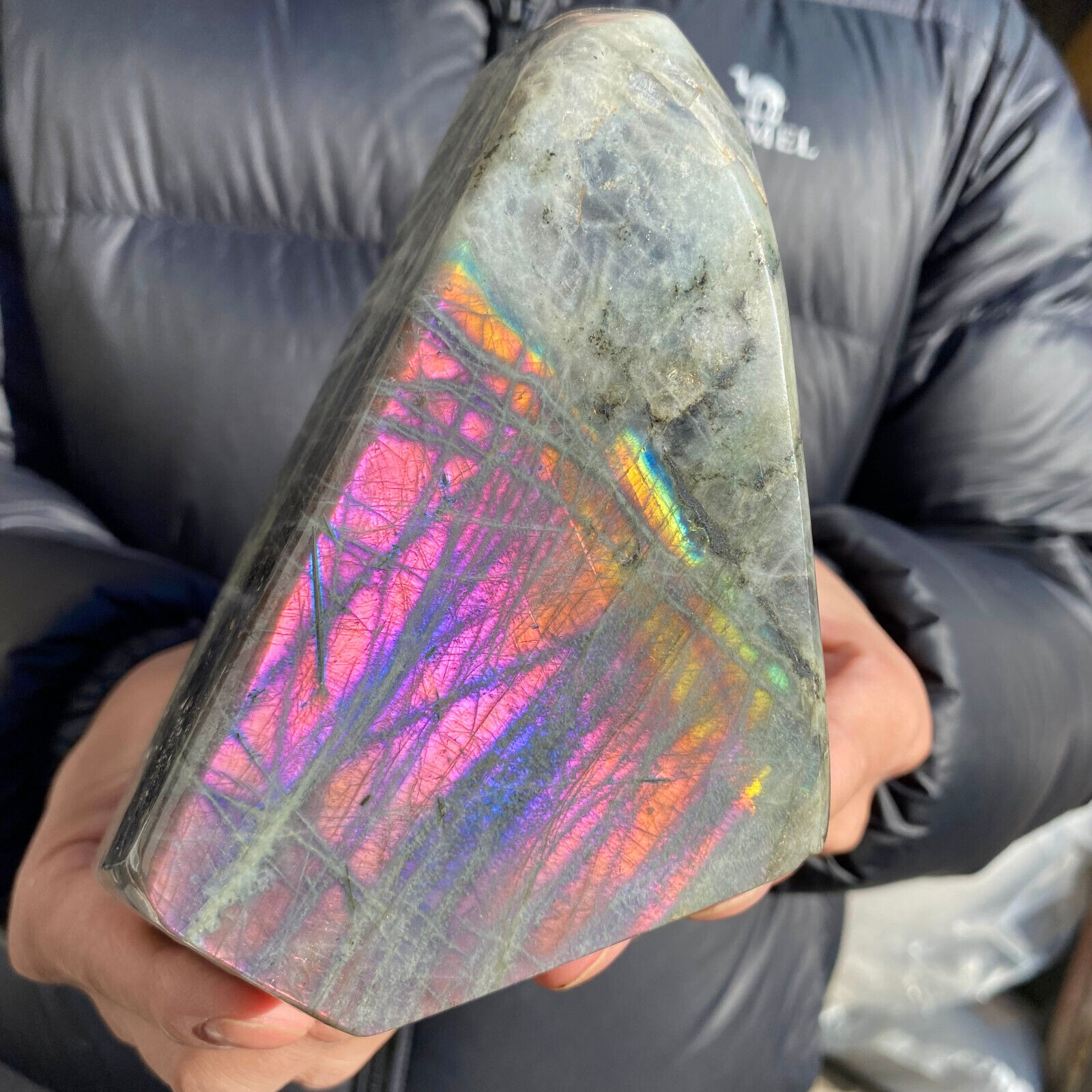 3.2lb Large Natural Purple Gorgeous Labradorite Freeform Crystal Display Healing