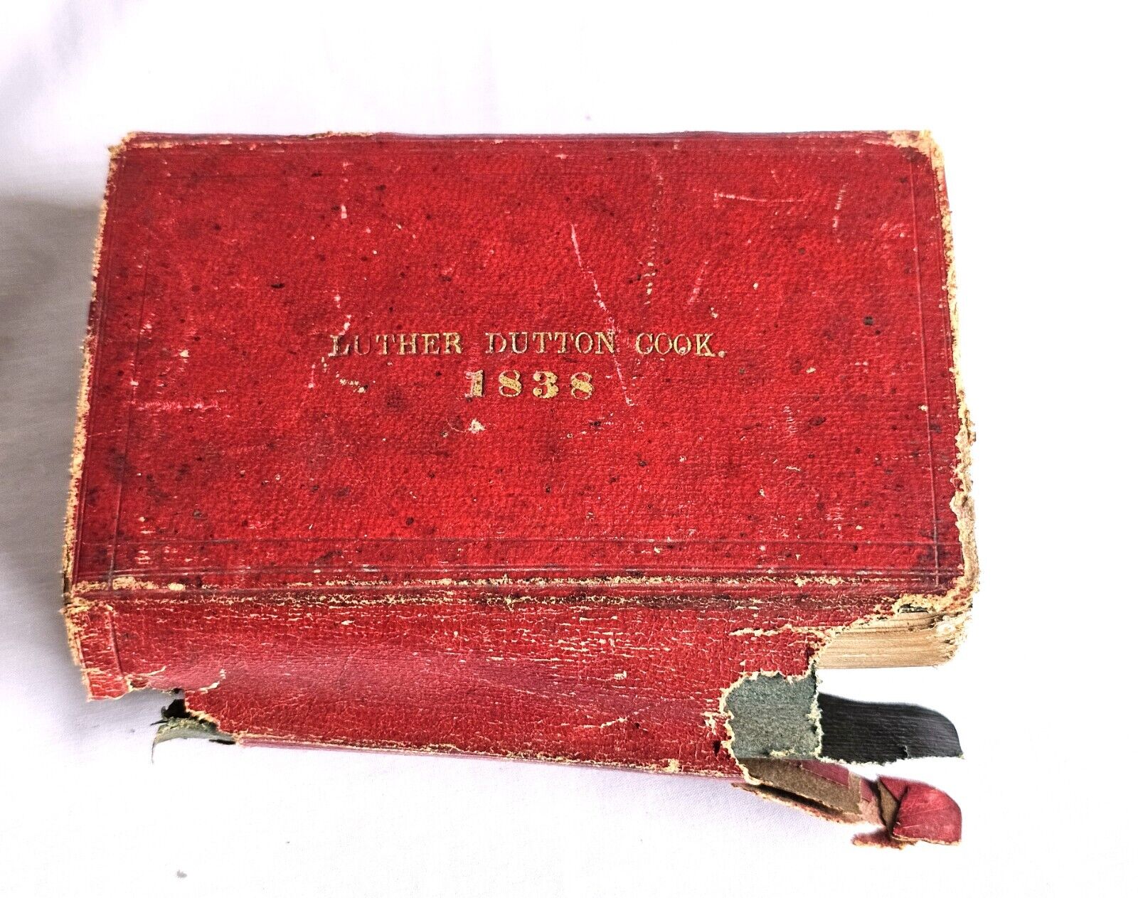 ANTIQUE LUTHERAN BIBLE 1838 SMALL PRAYER BOOK USE IN NY -DUTTON COOK
