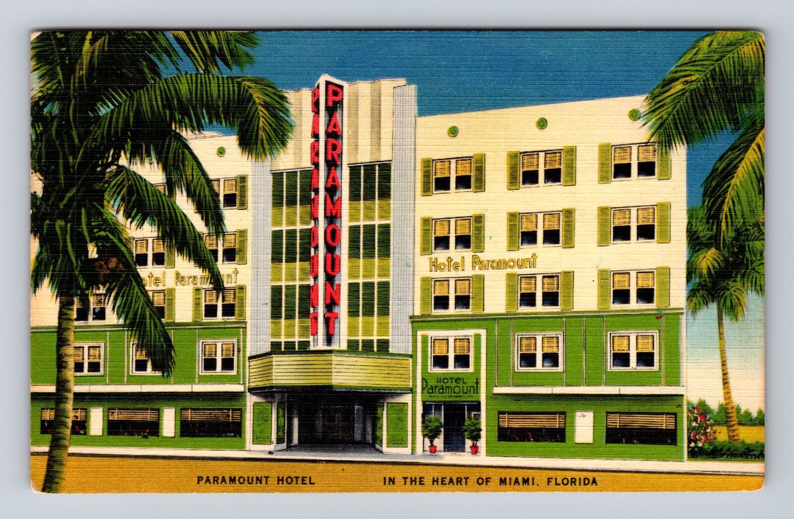 Miami FL-Florida, Paramount Hotel Advertising, Antique, Vintage c1952 Postcard