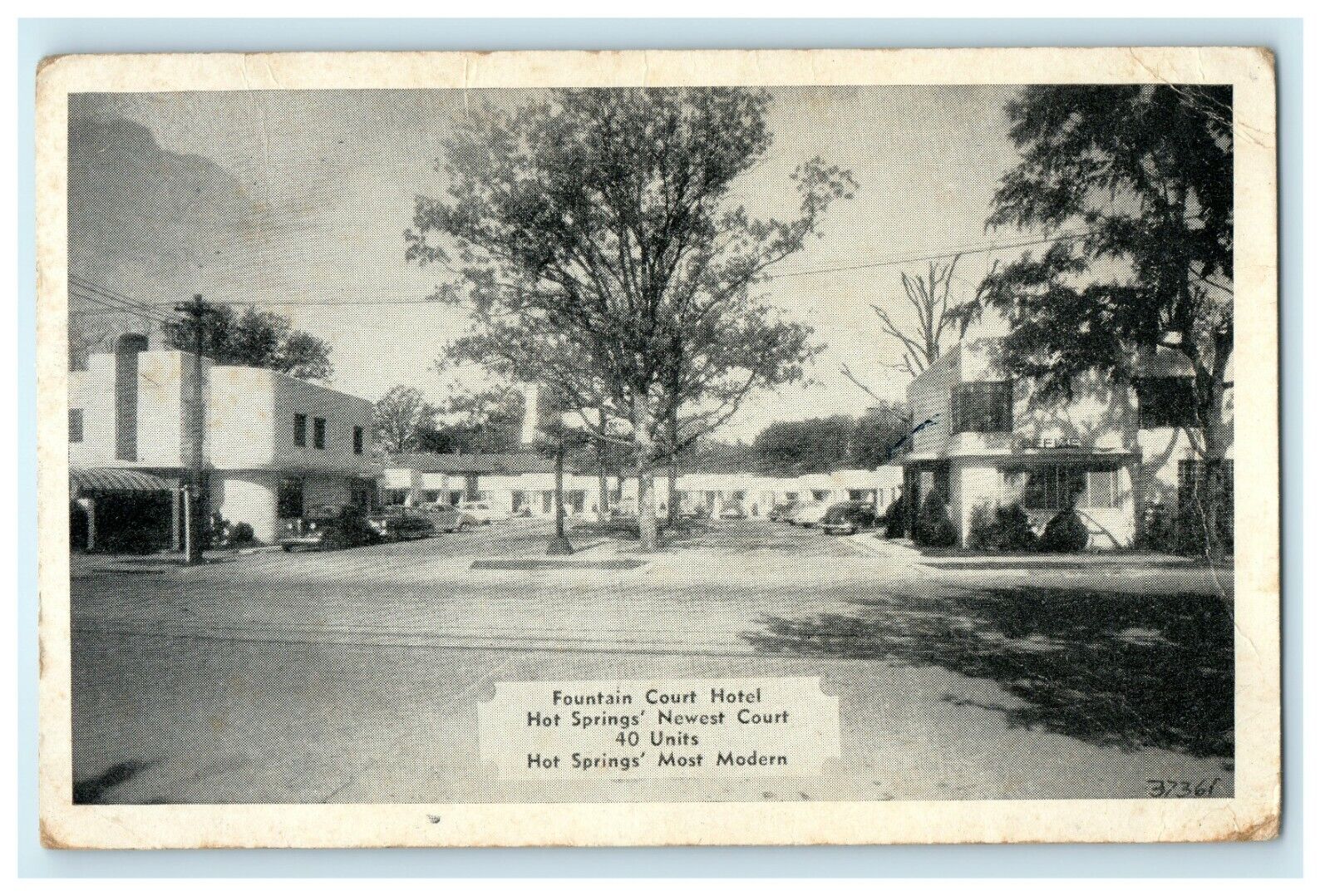 1949 Hot Springs Newest Court, Fountain Court Hotel, Arkansas AR Postcard