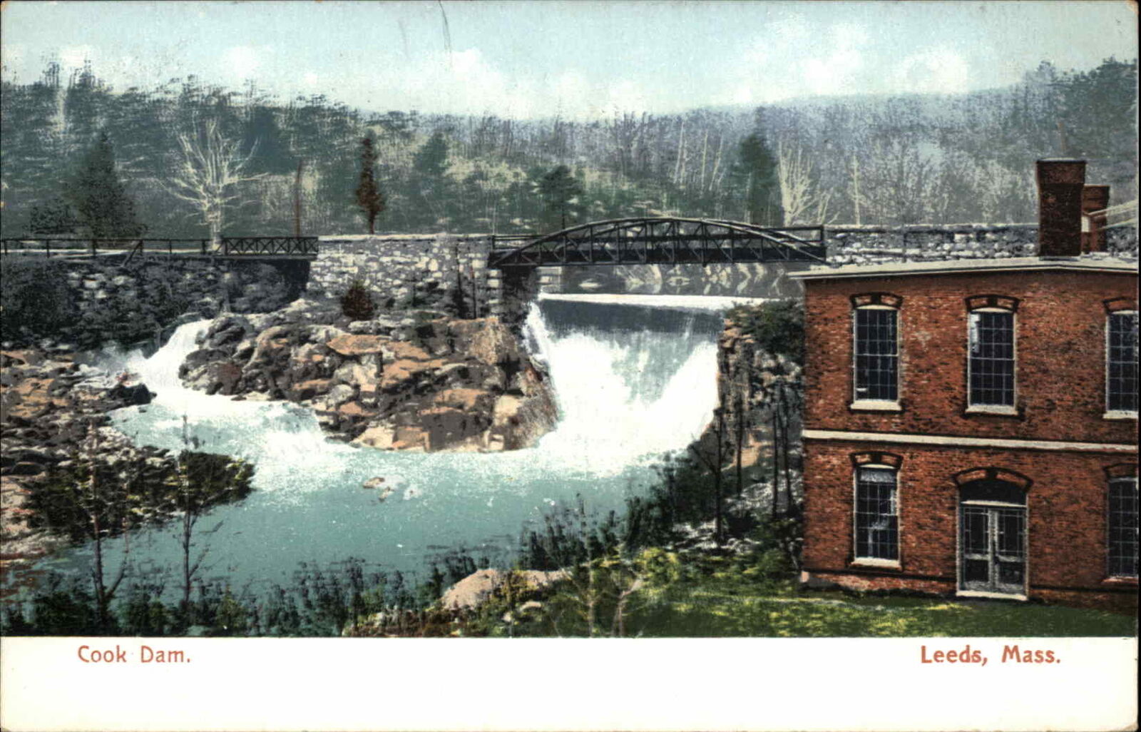 Leeds Massachusetts MA Bridge Cook Dam c1900s-10s Postcard