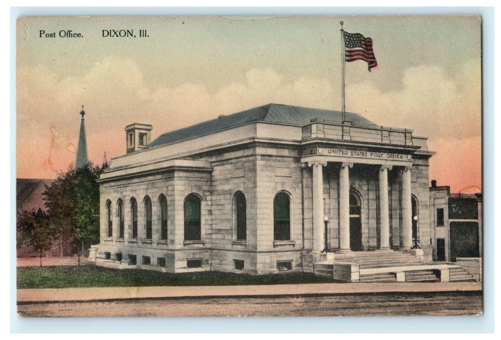 Post Office Dixon Illinois 1912 Rock Island Vintage Antique Postcard