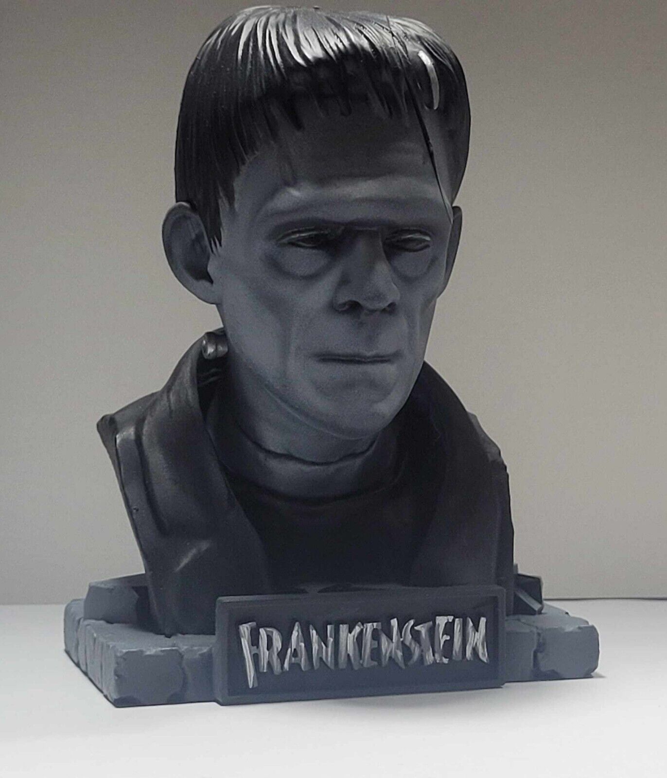 Custom 6.10 Inch Frankenstein Bust Resin Custom Black And White Painted