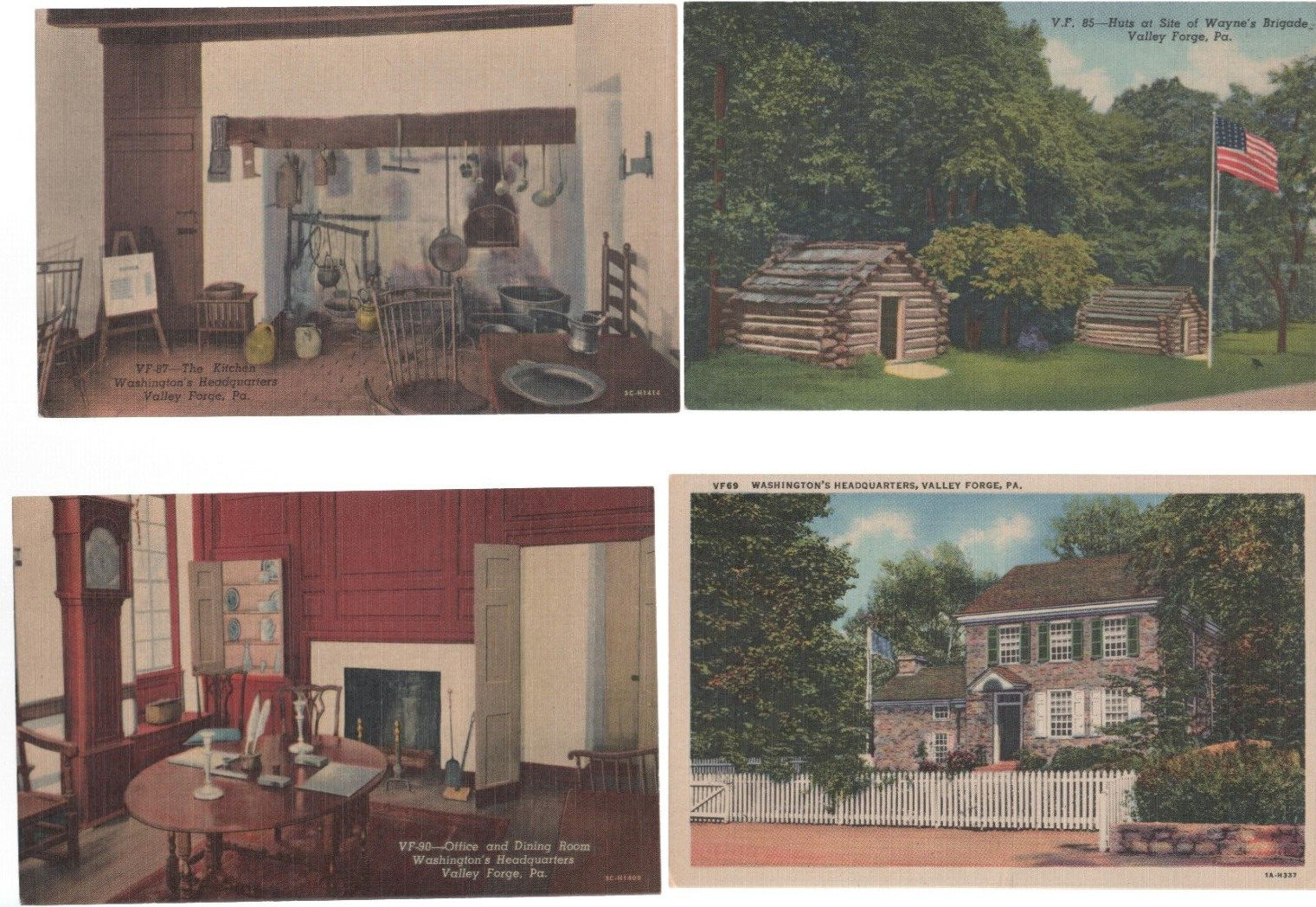 Postcards Valley Forge, Curteich Colortone Vintage Wayne\'s Penn Brigade Unposted
