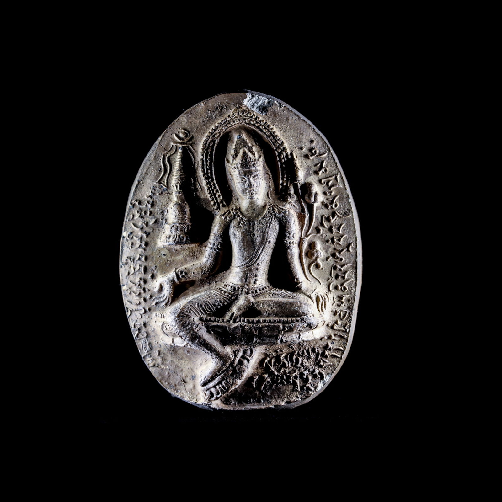 Antique Khasarpana Avalokitesvara Guanyin Tsatsa Tsa-tsa From Tibet Tolin Temple