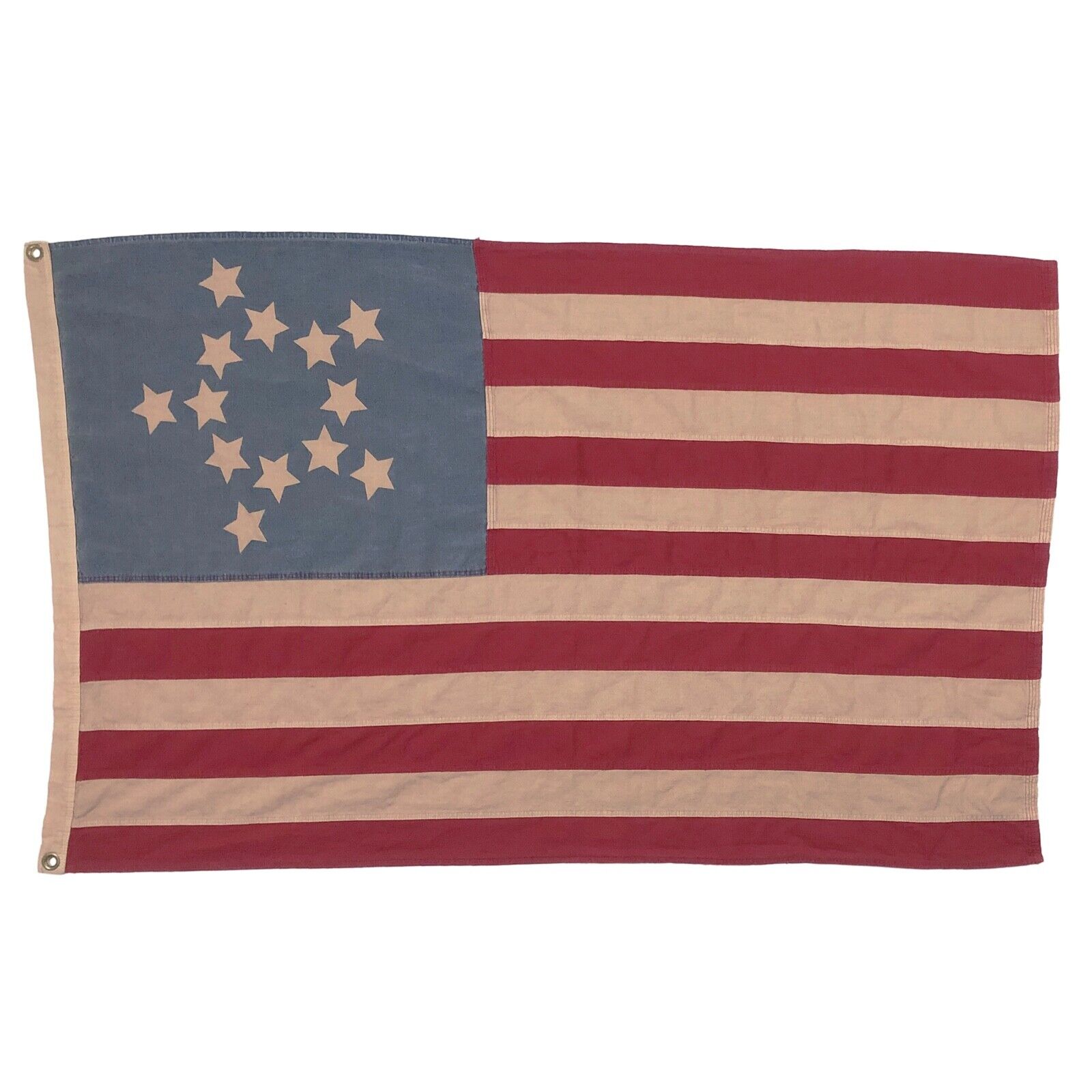 Retro Vintage Distressed Cotton 13 Star American Flag Sewn Cloth USA