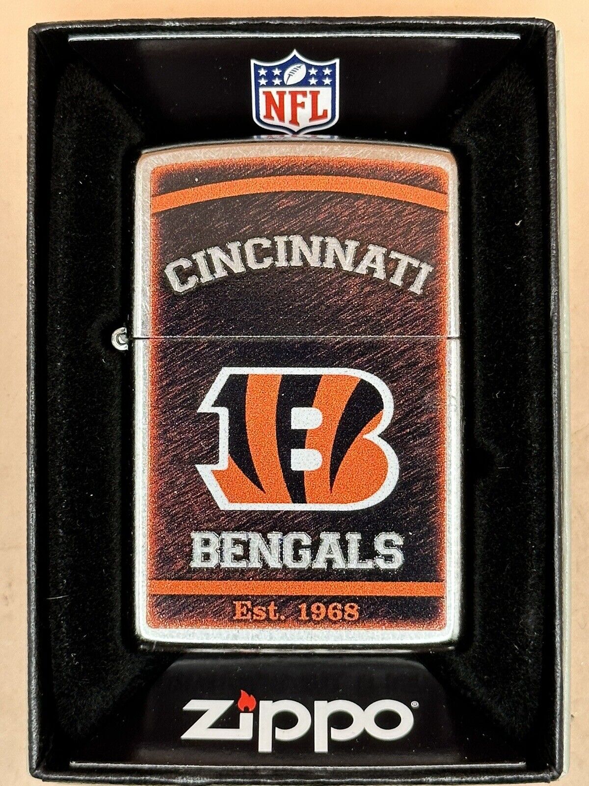 Cincinnati Bengals Est 1968 NFL 29938 Chrome Zippo Lighter NEW