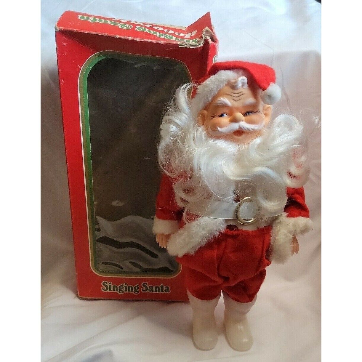 Singing Santa Decoration Commodore 1004c 1970s Early Animated Musical Christmas