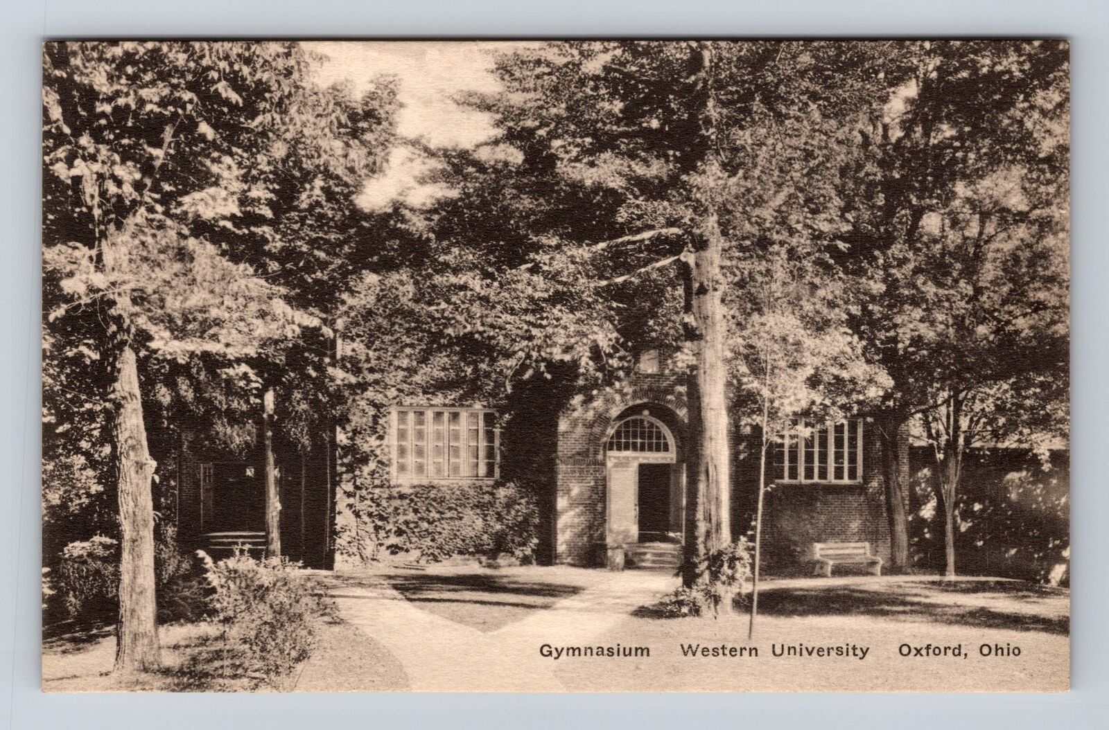 Oxford OH-Ohio, Western University Gymnasium, Antique Vintage Souvenir Postcard