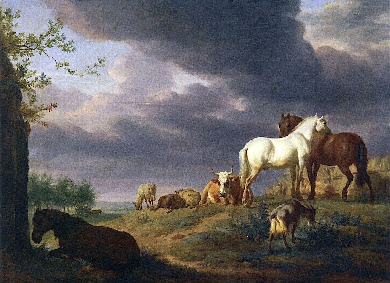 Art Oil painting Landscape-with-Horses-and-Other-Livestock-Adriaen-van-de-