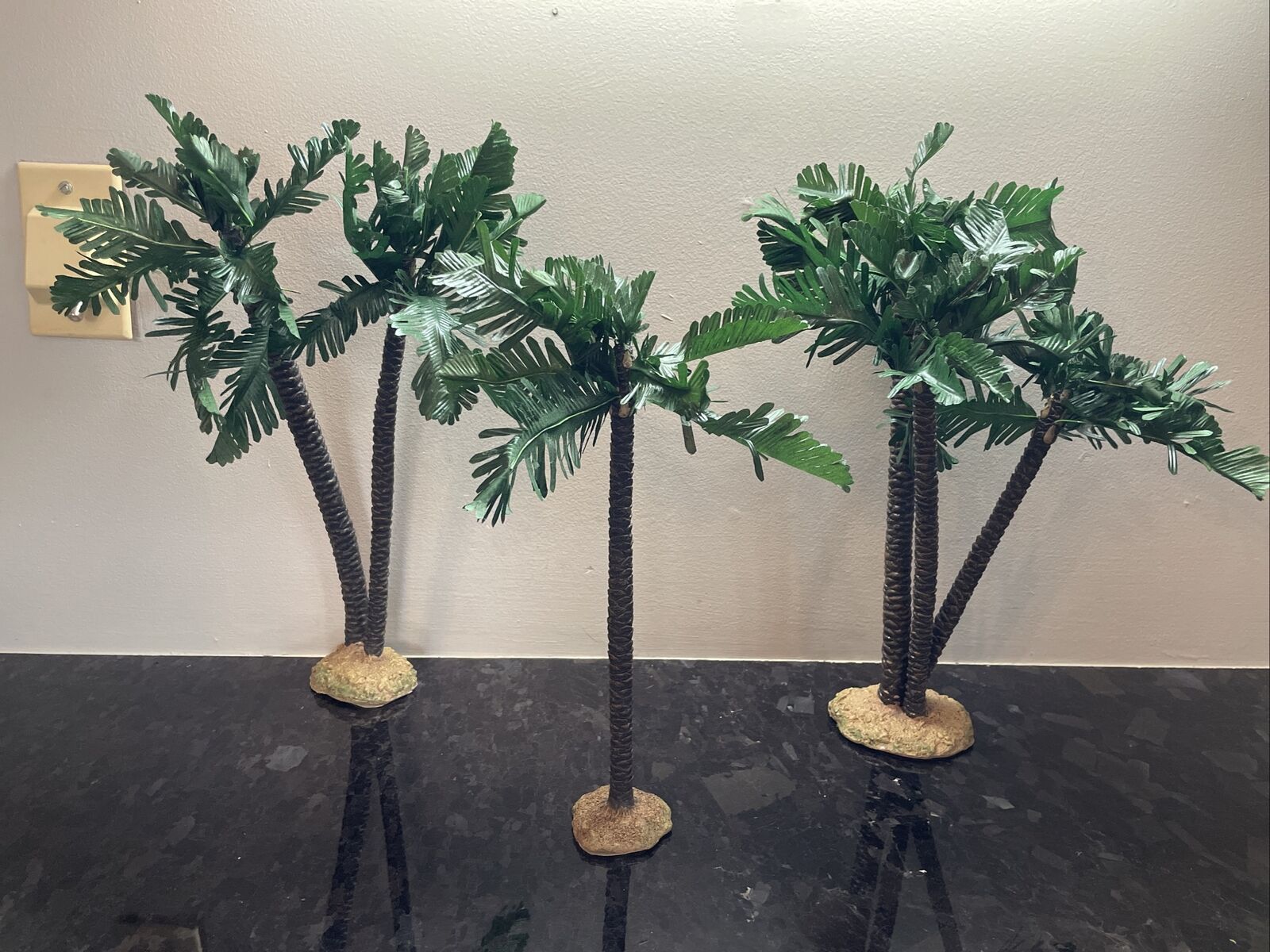 RARE Fontanini By Roman Inc (Set of 3) 12” - 15” Palm Trees Made In Italy 2003