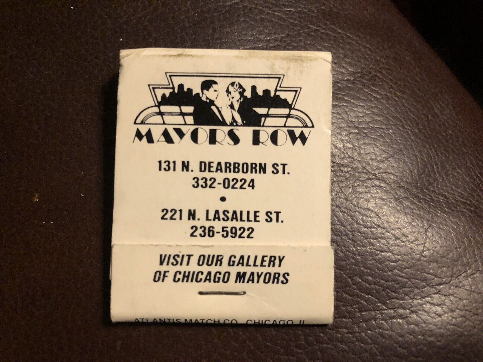 Mayor’s Row, Chicago, IL, Full Unstruck Matchbook