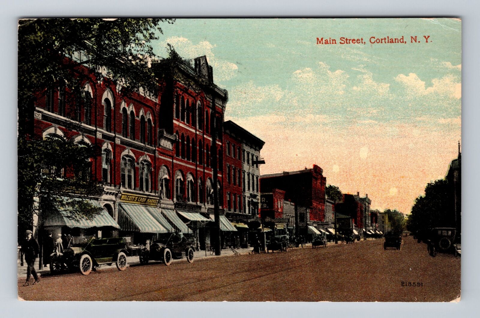 Cortland NY-New York, Scenic View Of Main Street, Vintage c1915 Postcard