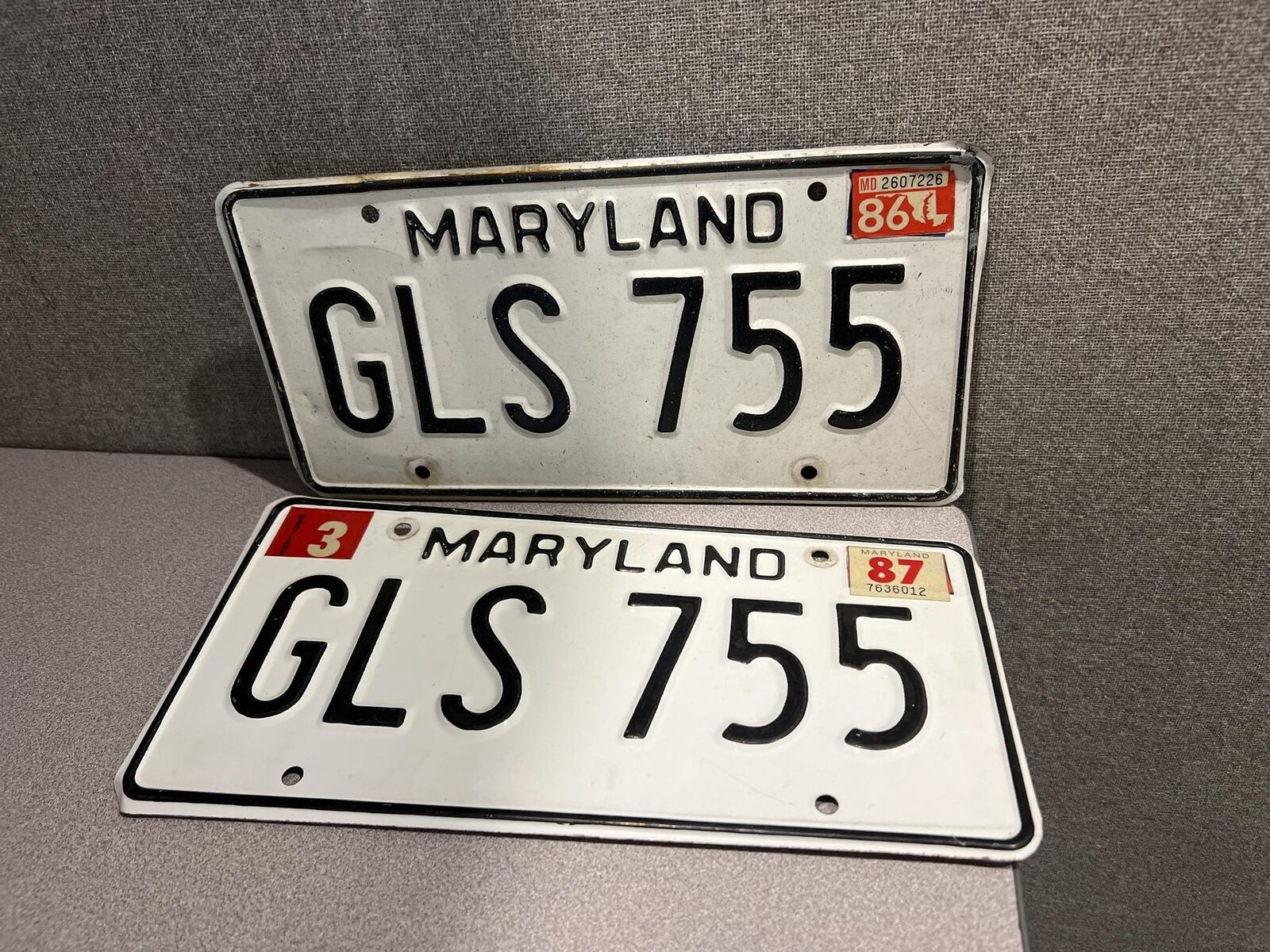 Set of 2 Vinatge Maryland License Plates-1986-87-10