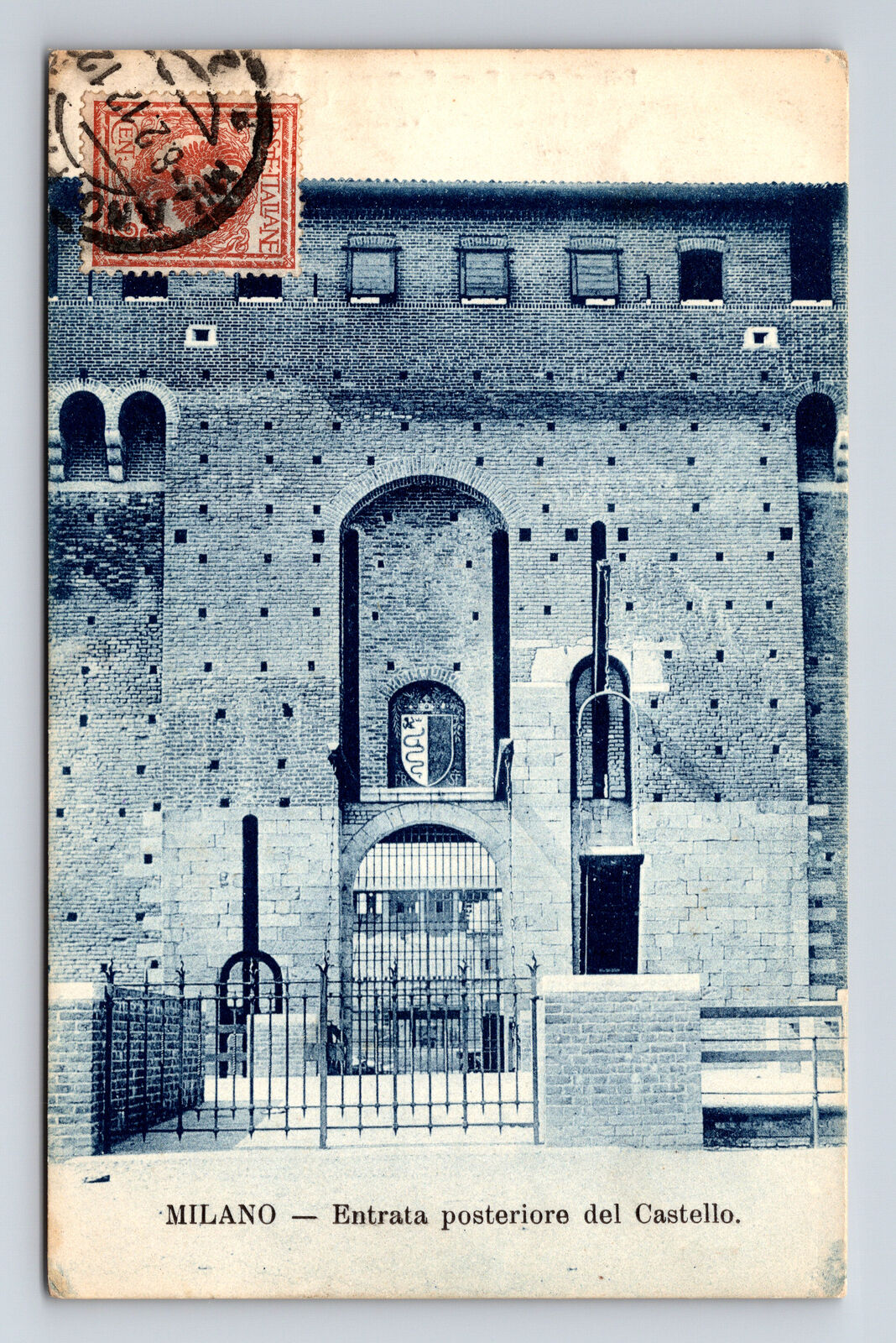 1912 Entrance Castello Sforzesco Carmini Milan Italy Possibly Cyanotype Postcard