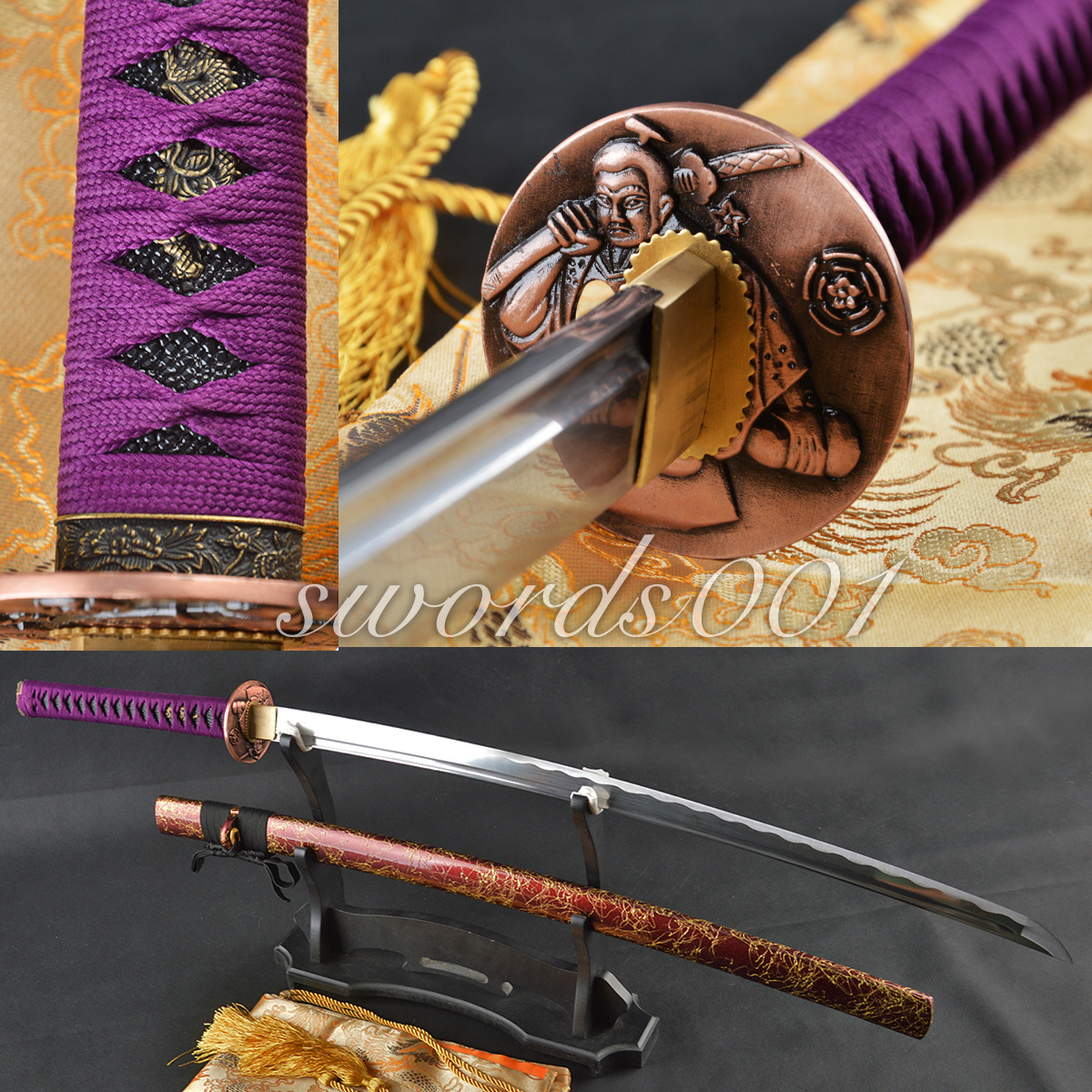 noble purple ito japanese samurai katana sword carbon steel sharp battle ready