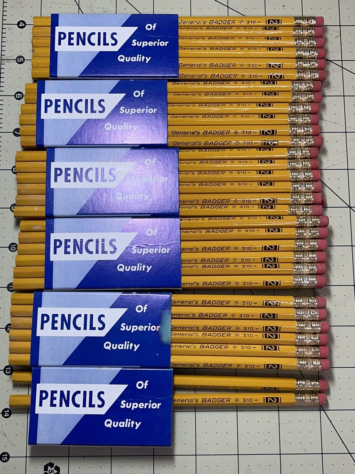 Rare Lot Of 62 Yellow General’s BADGER 310 GRADE #2 Pencils W/ Box