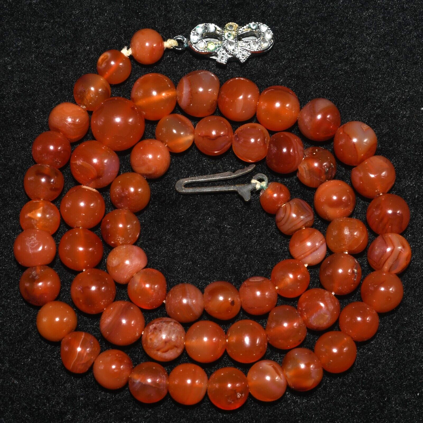 Genuine Ancient Old Round Natural Carnelian Stone Bead Necklace from Afghanistan