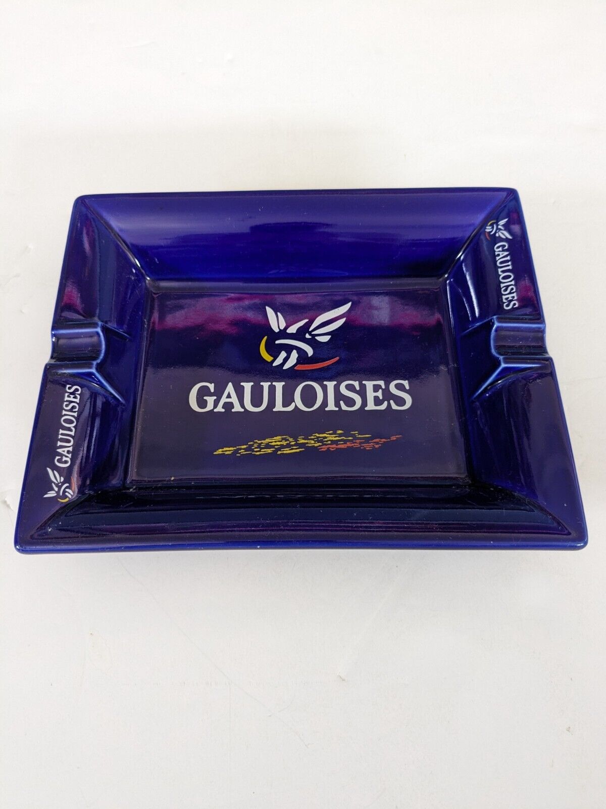 Vintage Gauloises Ceramic Blue Marked Numbered Revol France Table Ashtray