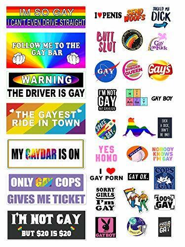 38 PCS The Original Funny Gay LGBT Prank Bumper Stickers  Variety Pack