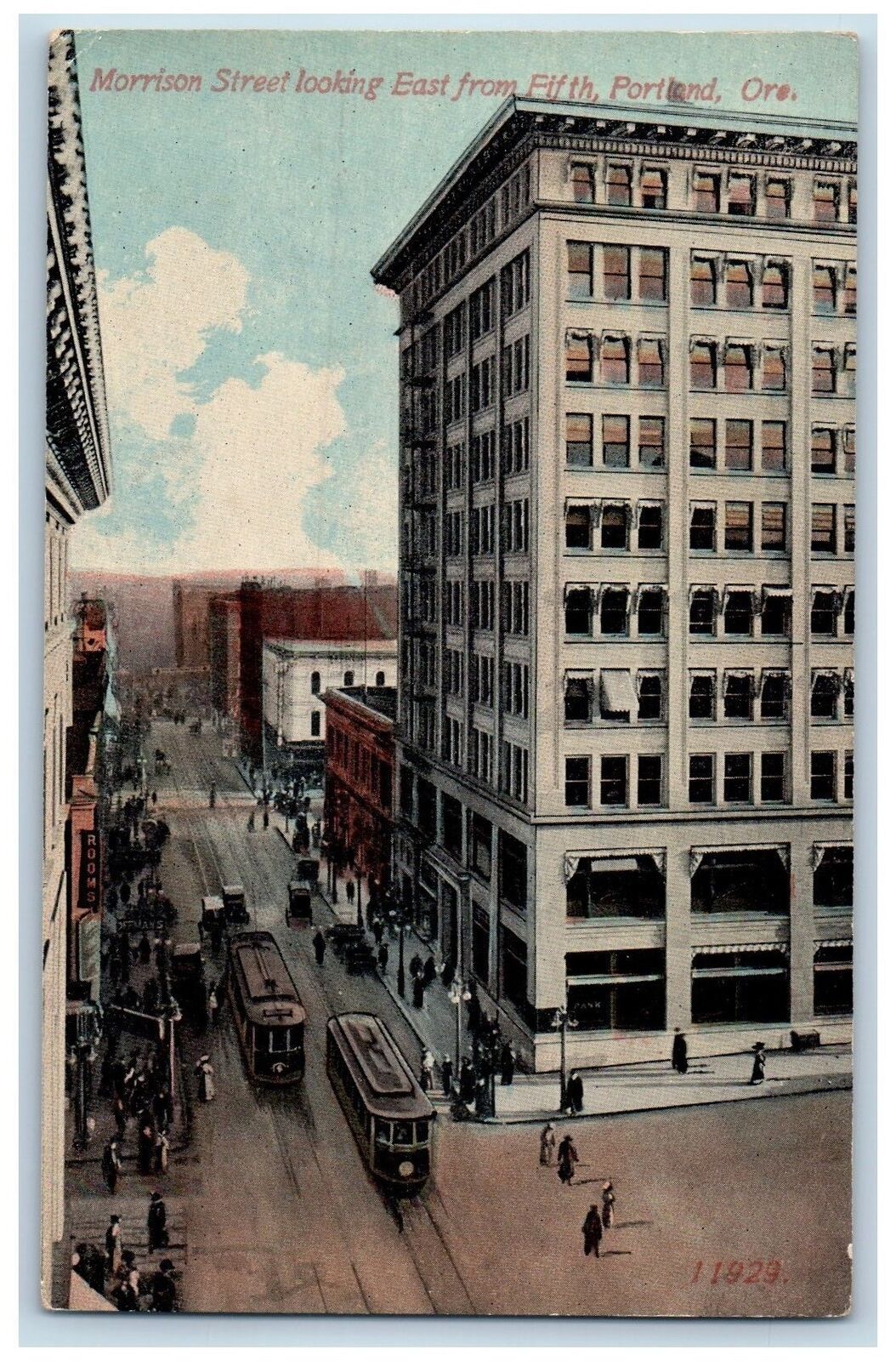 Portland Oregon OR Postcard Morrison Street East From Fifth Scene c1910s People