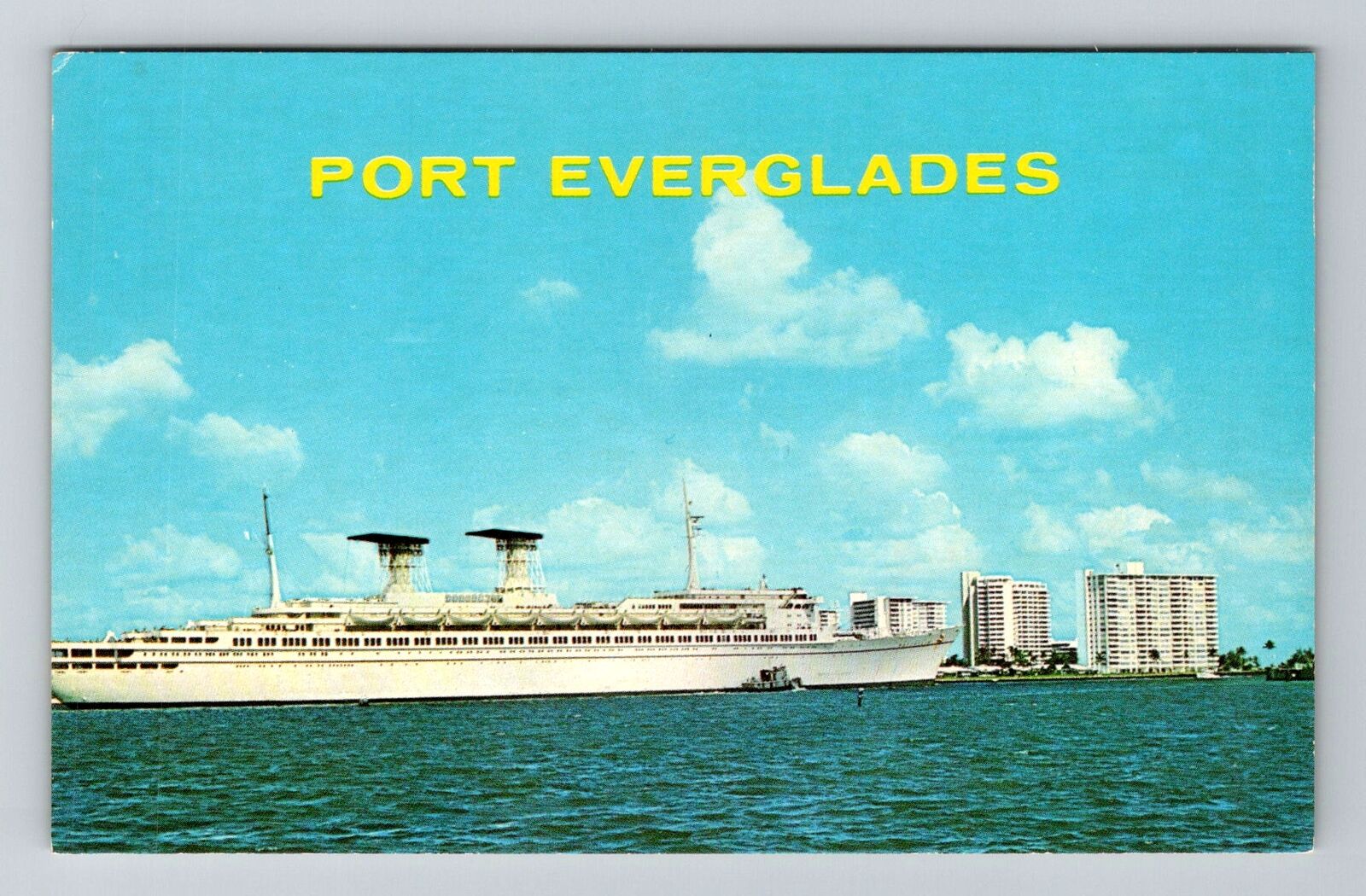 Port Everglades FL-Florida, Port Everglades Cruise ship, Vintage Postcard