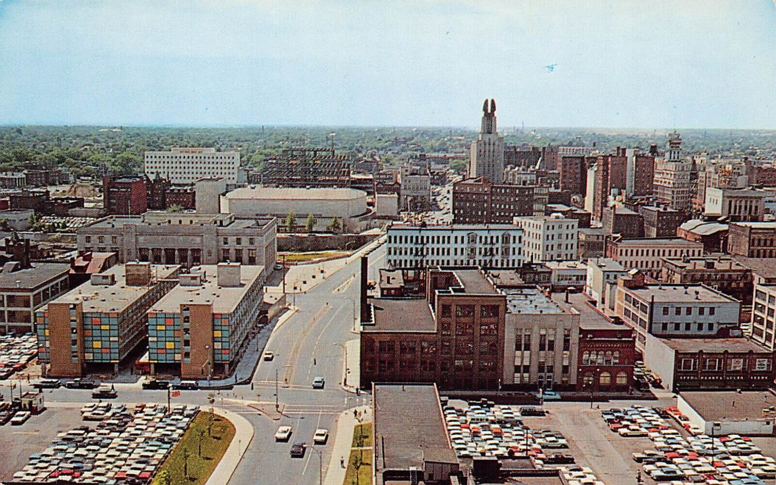 Rochester NY Broad Str Midtown Tower Monroe County Courthouse Vtg Postcard A43