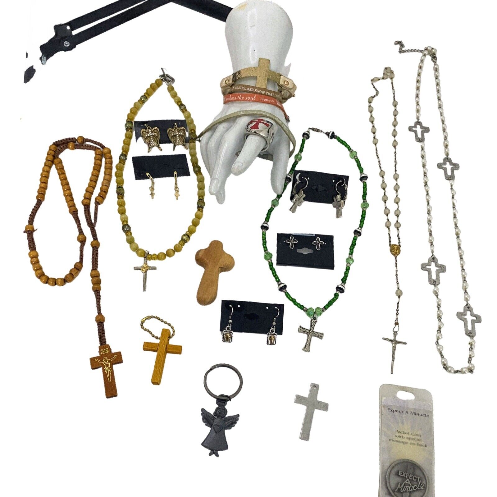 Vintage Christian Faith Religious Jewelry Lot Bracelet Necklace Catholic