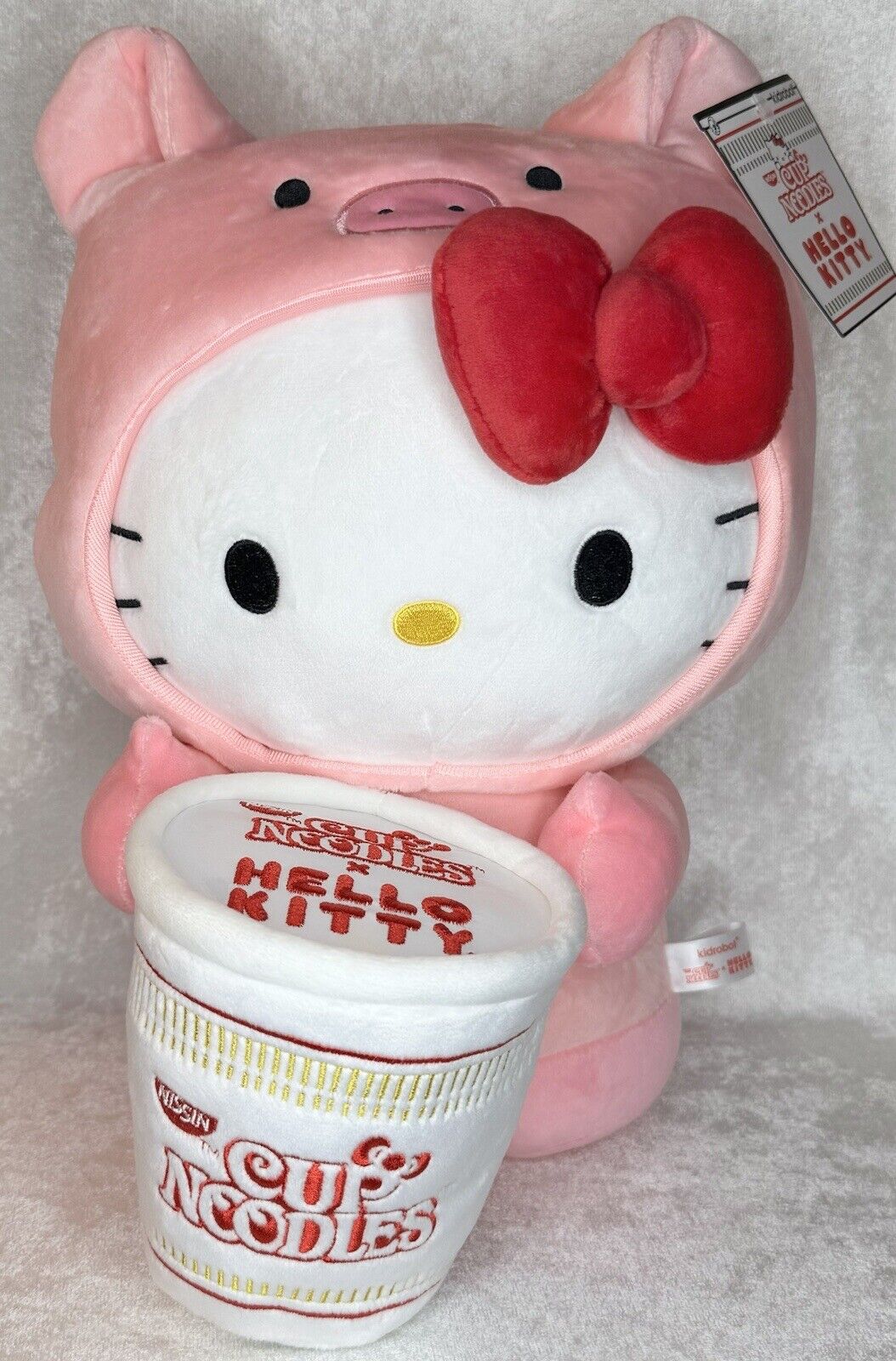 Hello Kitty X Kid Robot Cup O Noodles Pig Ramen Plush Sanrio 14” NWT RARE
