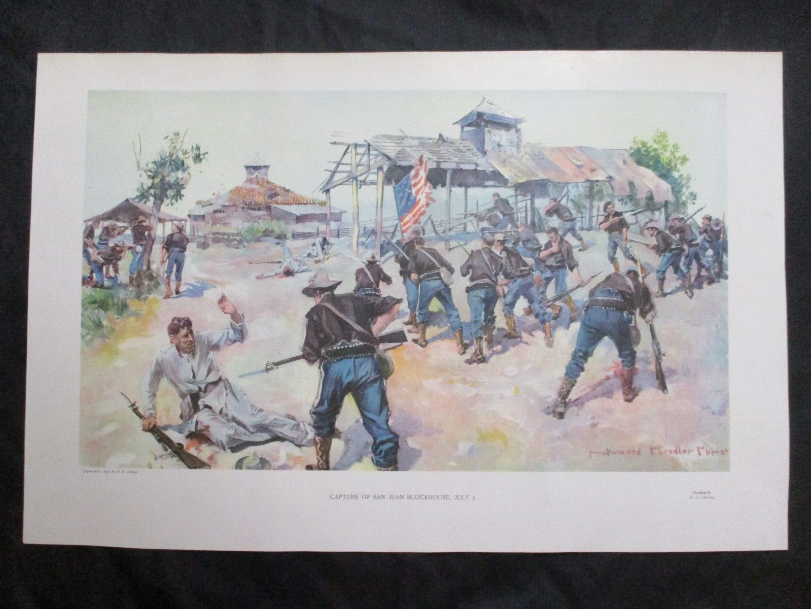 1899 Spanish American War Print - Troops Capture San Juan Blockhouse, July 1898