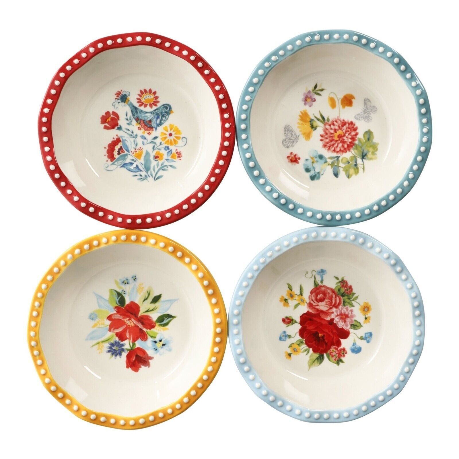 Pioneer Woman Floral Medley Mini Pie Pans Set 4-Piece Vintage Country 5.5-inch