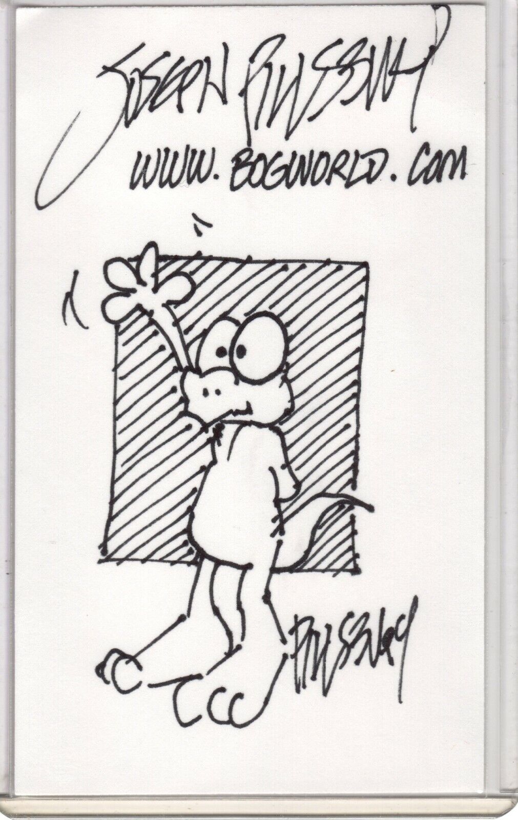 Joseph Pillsbury Cartoon Original Sketch on 3x5 Index Card Signed Autograph L@@K
