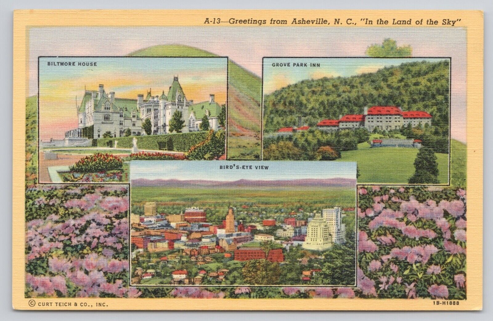 Greetings from Asheville NC North Carolina Biltmore House Multiview Postcard