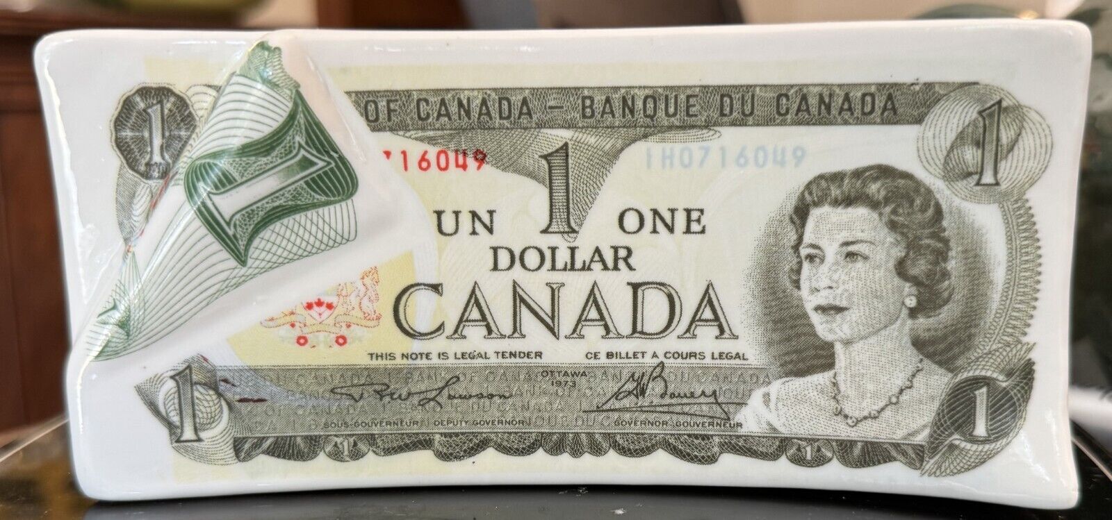 Vintage Canadian Canada Un One 1 Dollar Bill Stack Piggy Bank Banque Du Canada