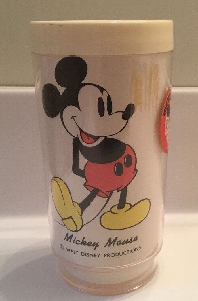 Vintage Disney Mickey Mouse Insulated Hard Plastic Cup Pre-owned