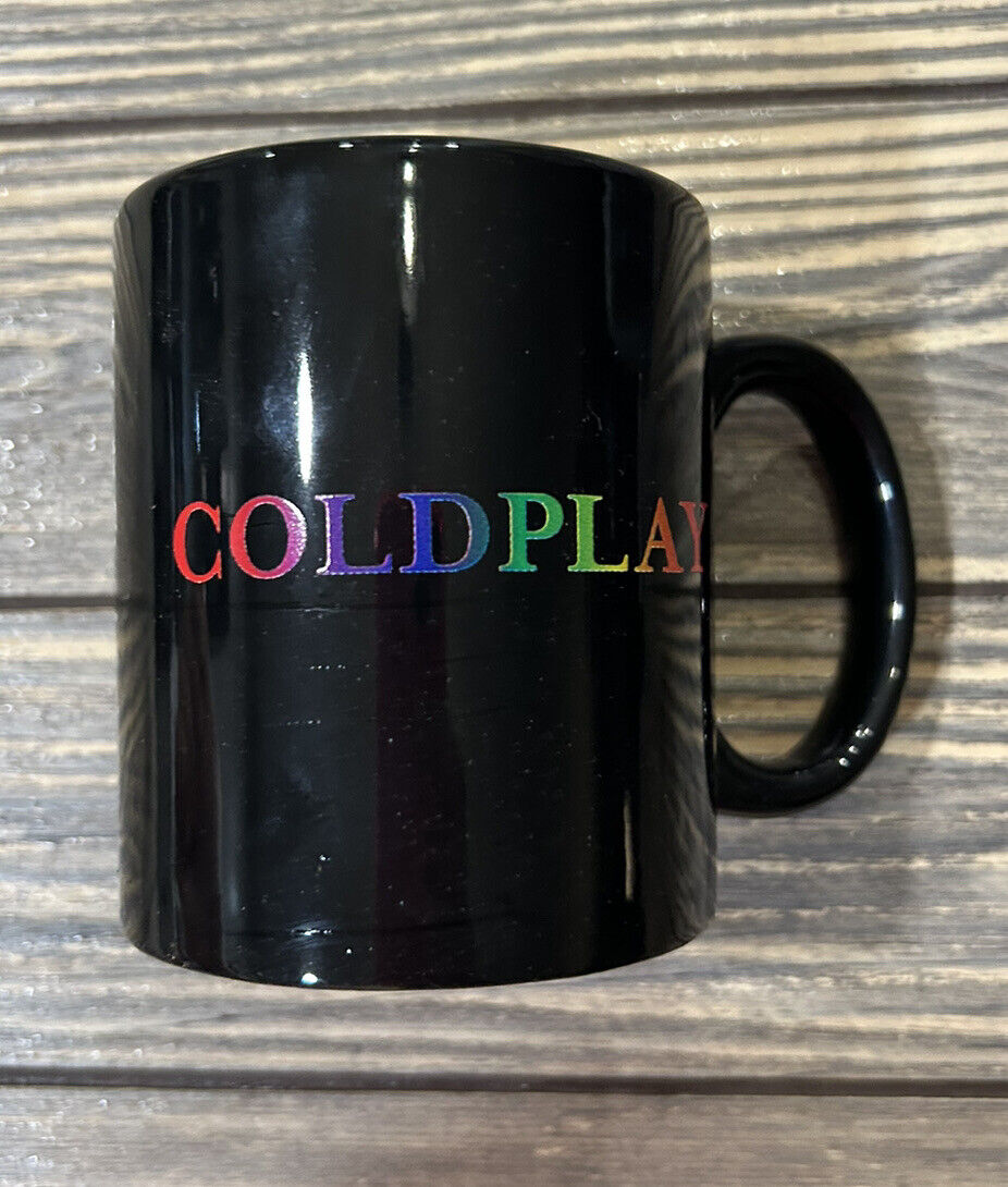 Liquid Logic Black Coldplay Rainbow Letter Coffee Cup Mug