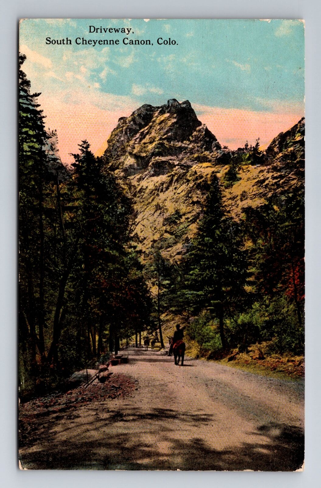 South Cheyenne Canon CO-Colorado, Driveway, Antique, Vintage c1912 Postcard