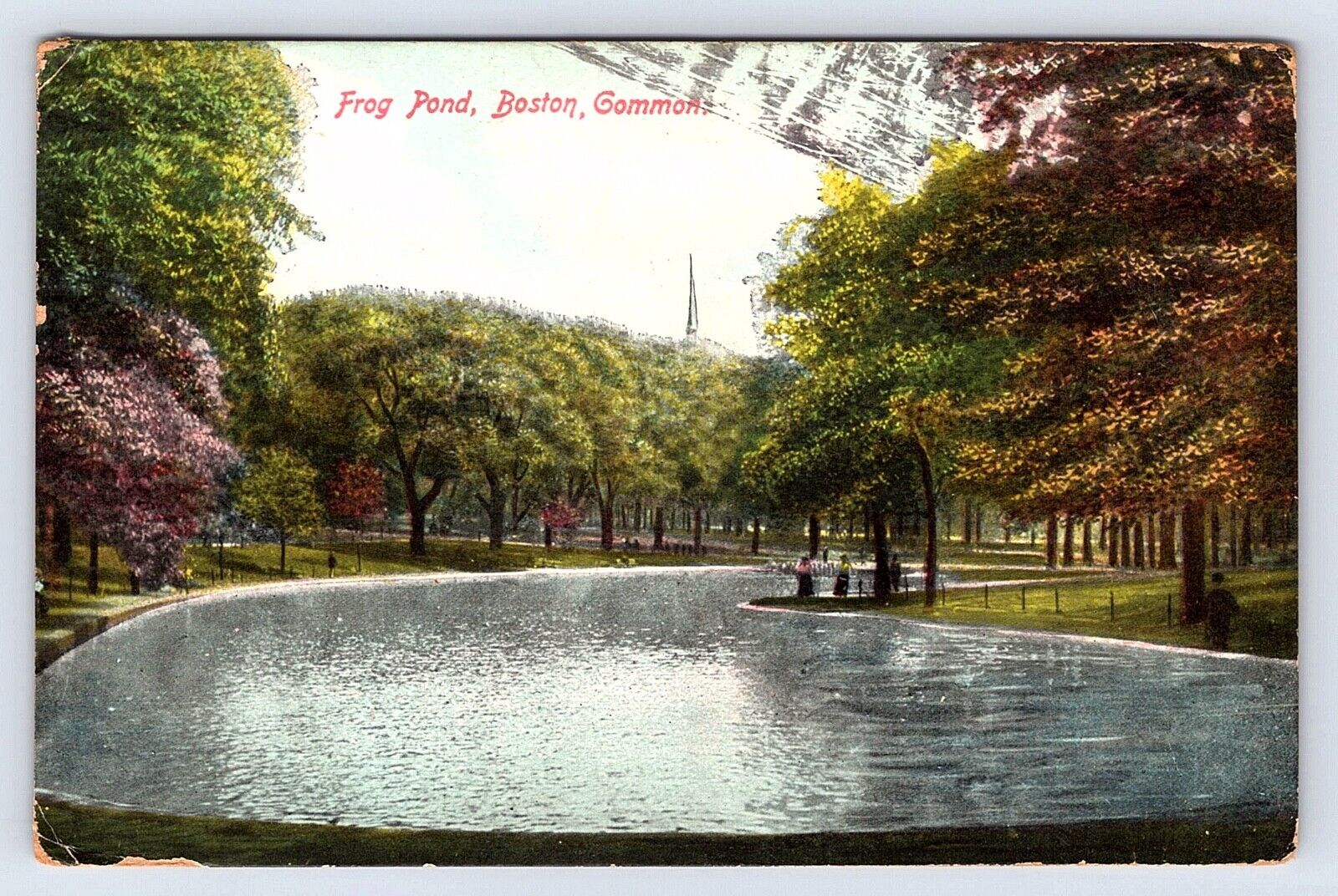 Vintage Postcard Massachusetts, Frog Pond, Boston, MA. c1909 Antique