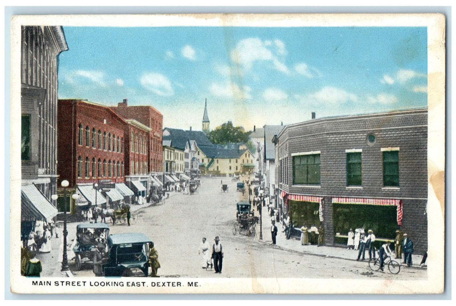 c1930's Main Street Looking East Dexter Maine ME Vintage Unposted Postcard