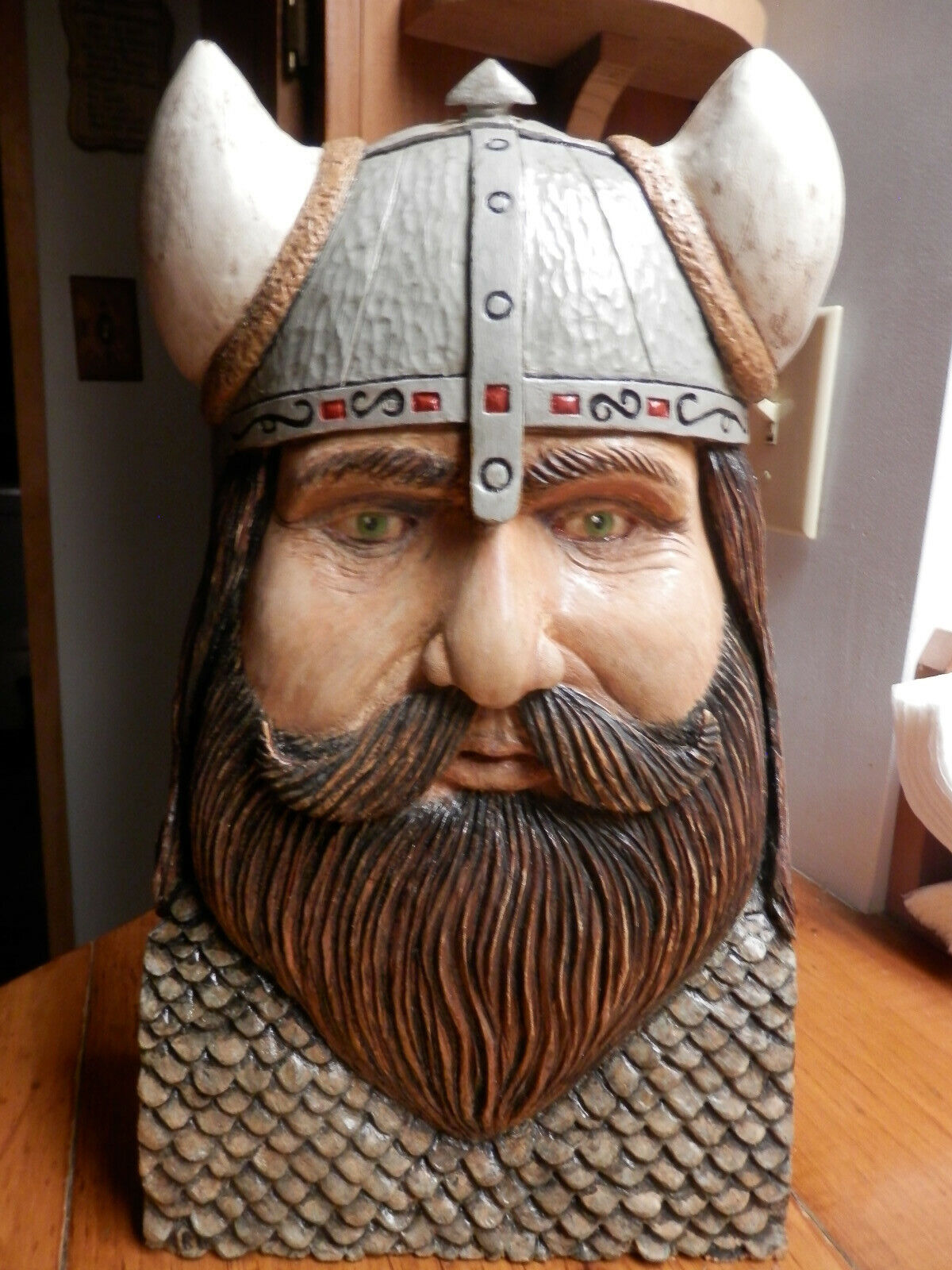Wood carved Viking Mask