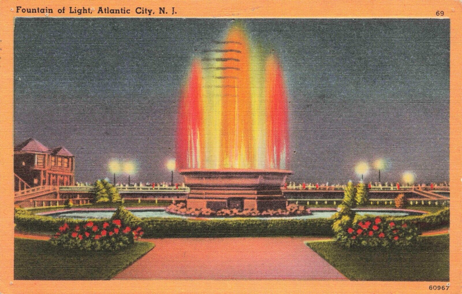 Postcard Fountain of Light, Atlantic City, New Jersey Posted Around March 1959
