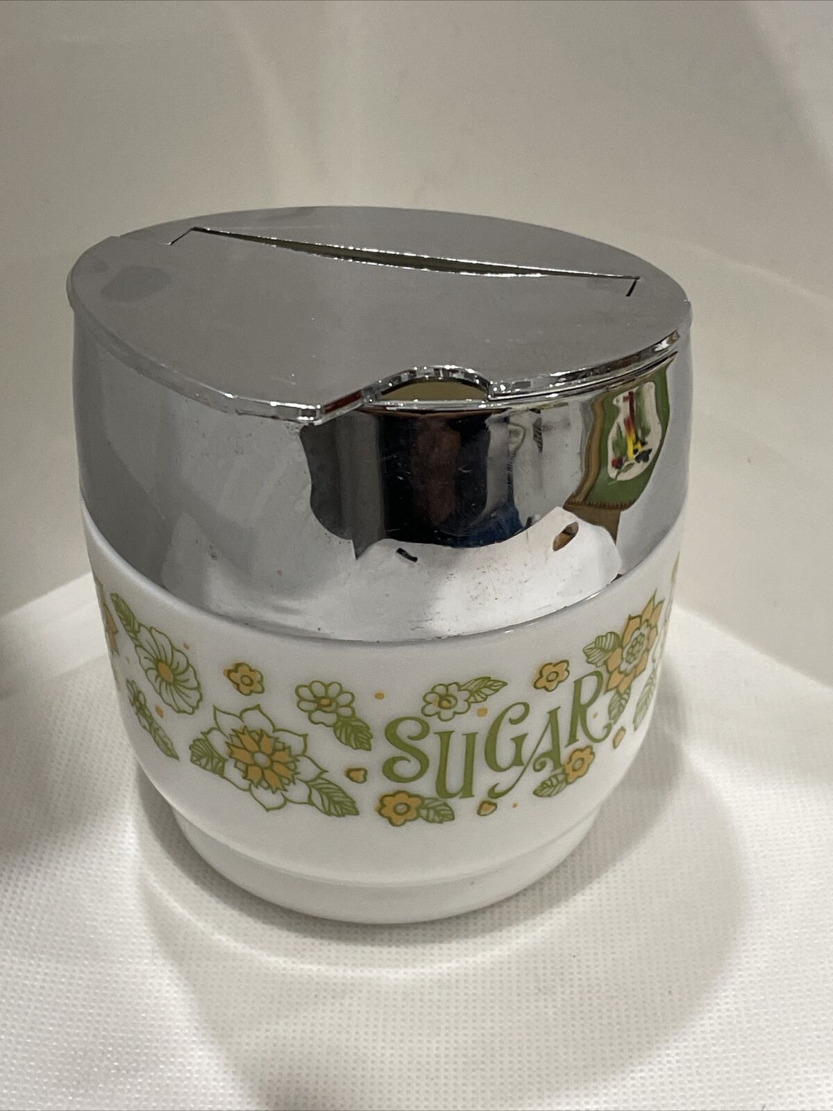 Vintage Retro Gemco Floral Sugar Bowl Dispenser Made In The USA RARE